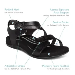 Aetrex Jess Women's Black Sandal