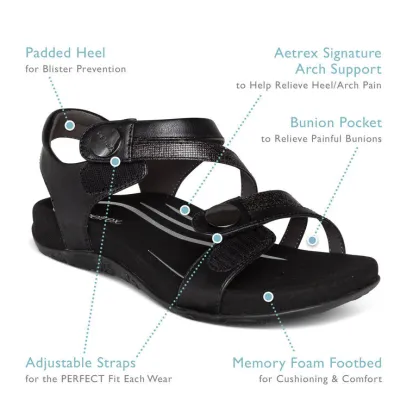 Aetrex Jess Women's Black Sandal
