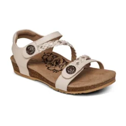Aetrex Jillian Braided Quarter Strap Ivory Sandal SC362