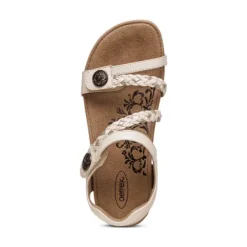 Aetrex Jillian Braided Quarter Strap Ivory Sandal SC362