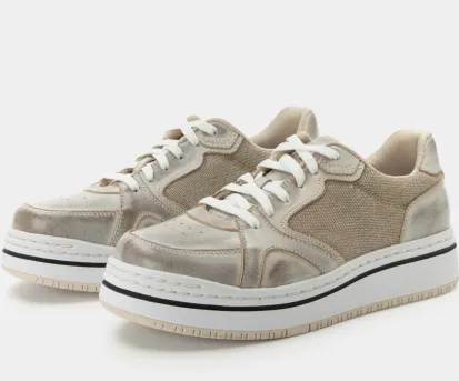 Alegria Alyster Cream Retro Lace-up Sneaker