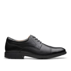 Clarks Eldridge Cap Black Leather Dress Shoe