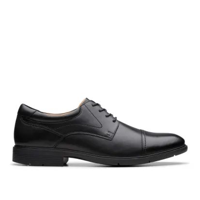 Clarks Eldridge Cap Black Leather Dress Shoe