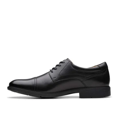 Clarks Eldridge Cap Black Leather Dress Shoe