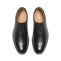 Clarks Eldridge Cap Black Leather Dress Shoe