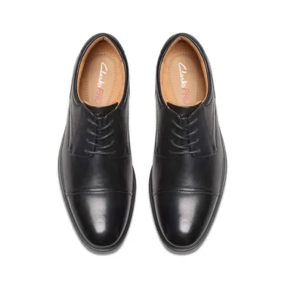 Clarks Eldridge Cap Black Leather Dress Shoe