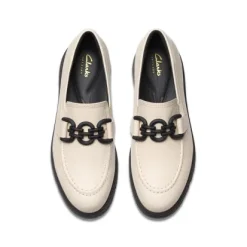 Clarks Loriini Izzy Cream Leather Loafers