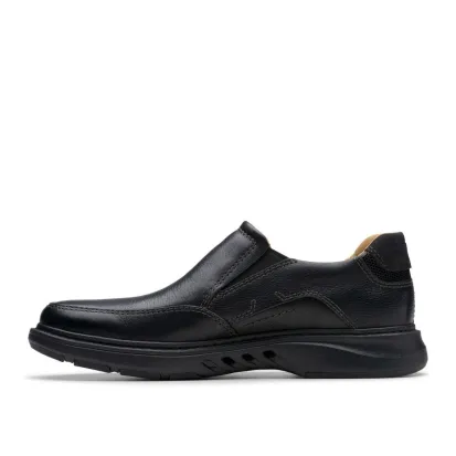 Clarks Men's Un Briley Step Black Leather Slip-On