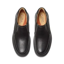 Clarks Men's Un Briley Step Black Leather Slip-On