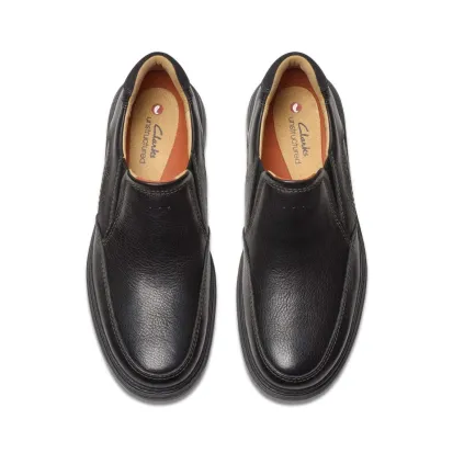 Clarks Men's Un Briley Step Black Leather Slip-On