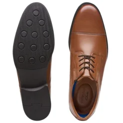 Clarks Whiddon Cap Mens Dress Comfort Brown Leather