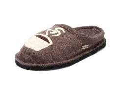 Haflinger Coffee soft, natural wool Slipper