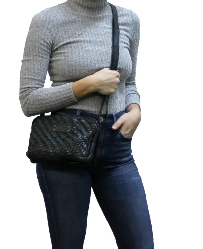 JANE - Black Weave Crossbody