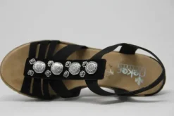 Ladies Rieker 624B4-00 Decorative Wedge Sandal
