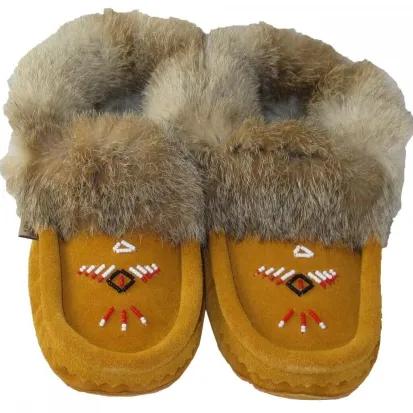 Moccasins Beaded Fur Collar