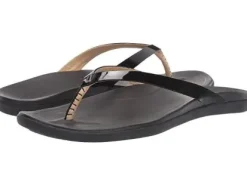 Olukai Ho'opio Women's Sandals - Black Patent