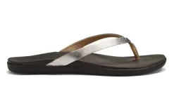Olukai Ho'opio Women's Thong Sandals - Silver Leather  Canadian Footwear