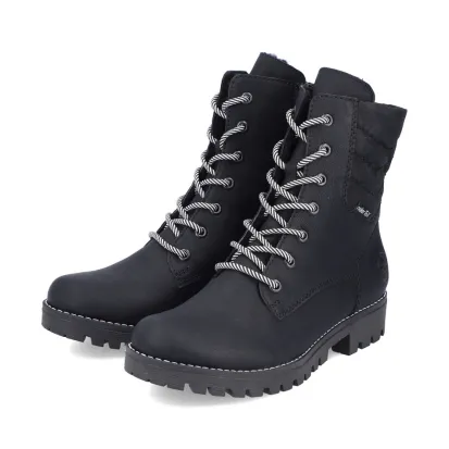 Rieker 78520-00 Women's Lined Lace Up Ankle Boot