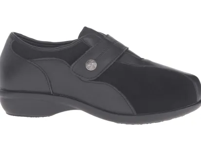 Women's Propet Diana Strap soft leather and stretchable suede loafer.